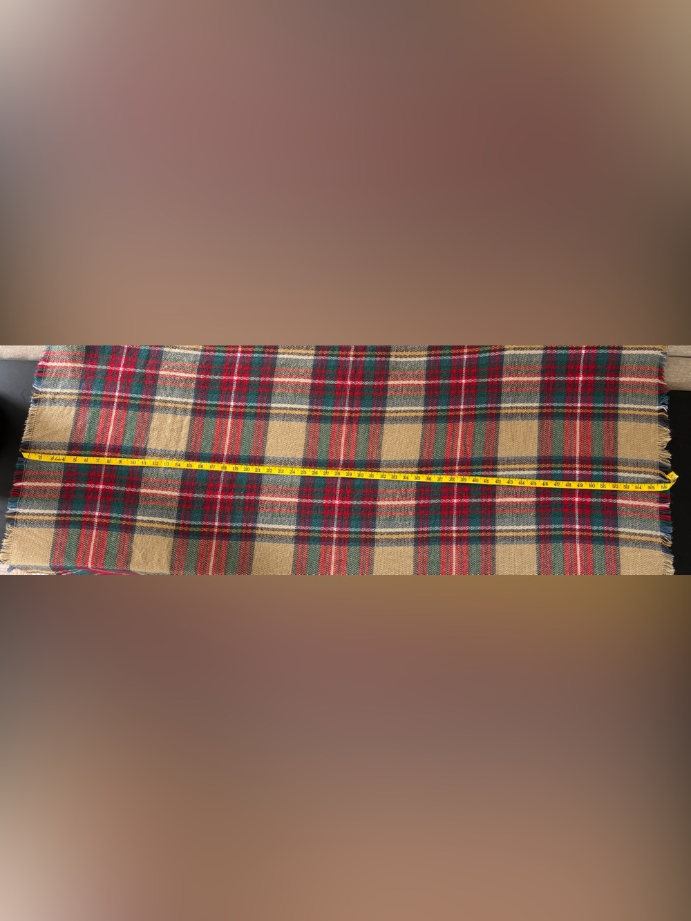 Altar'd State Plaid Wrap Scarf - Large Fringe Red, Green, and Cream - Picture 11 of 13